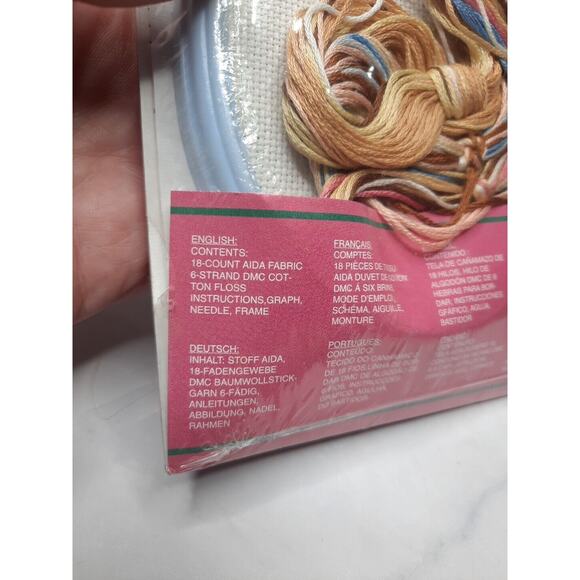 Vintage Janlynn Cherished Teddies Cross Stitch Kit with Frame 3.5x4.5 - Picture 5 of 6